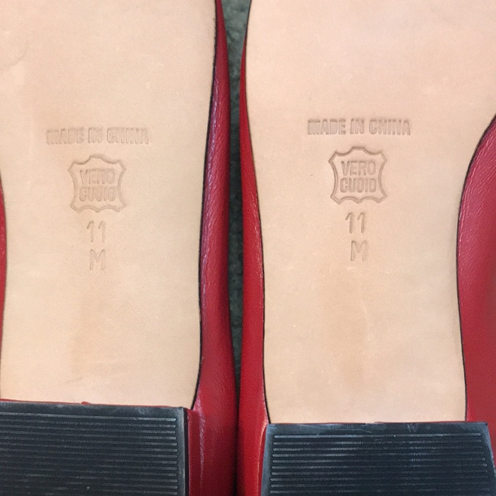 Vaneli Red Leather Ballet Flat with Low Heel - Picture 10 of 10